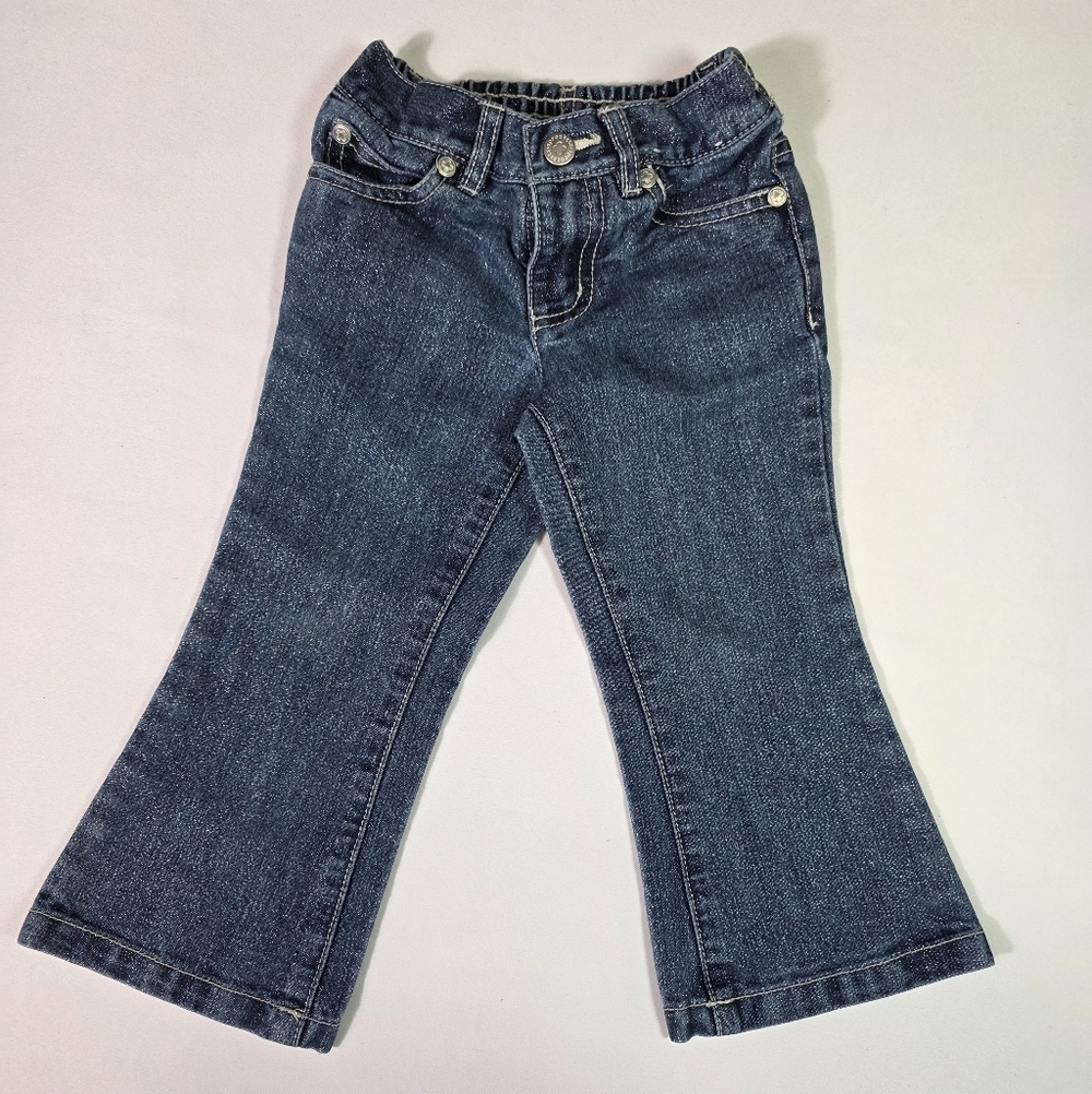 Vintage Y2K Sprockets Toddler Girls Bootcut Jeans Size 2T Elastic Waist Denim